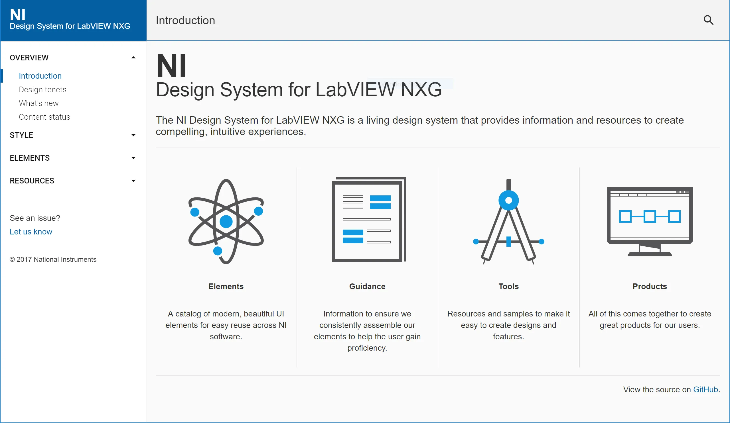 Screenshot of Design System home page