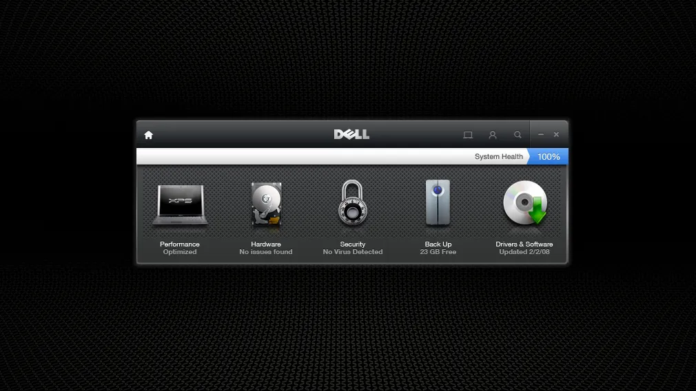 Screenshot of the Dell Support Center home screen