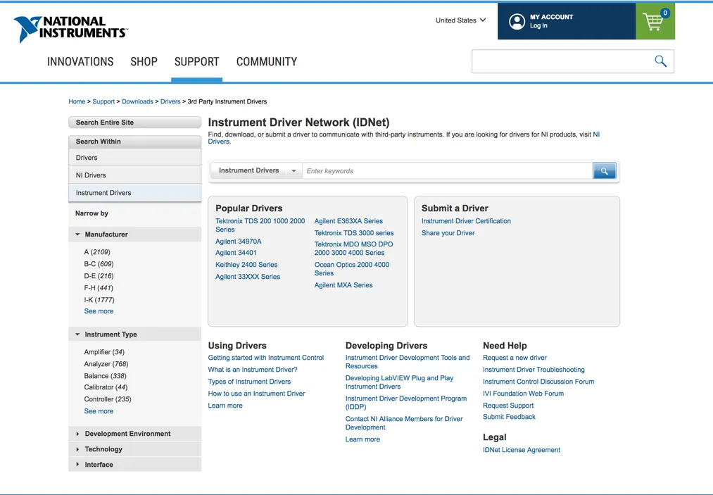 Screenshot of IDNet webpage.
