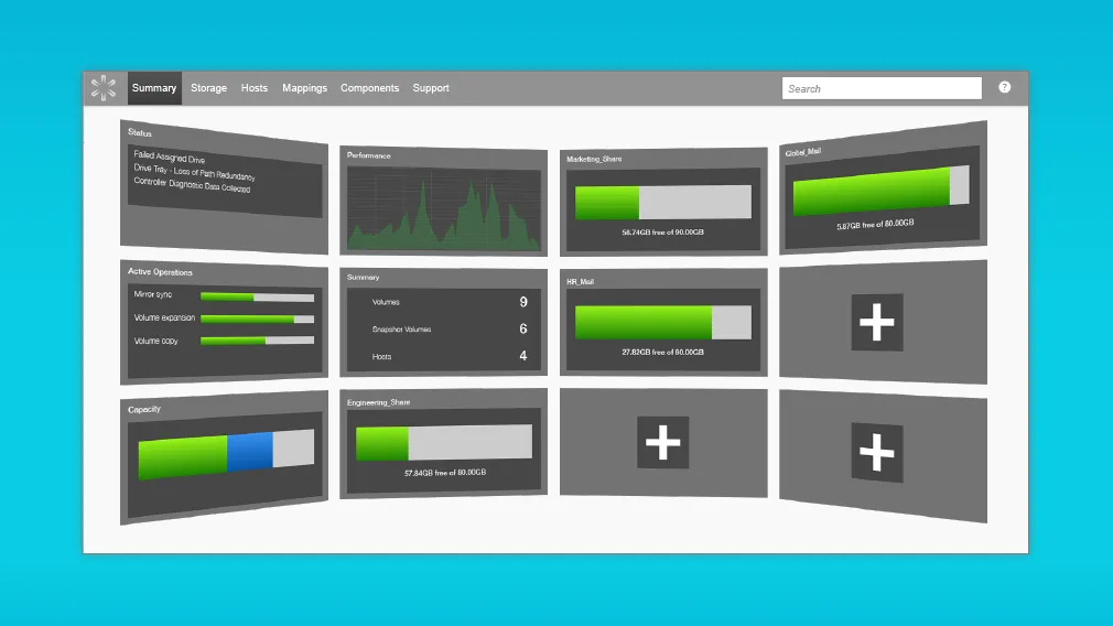 Screenshot of the home dashboard