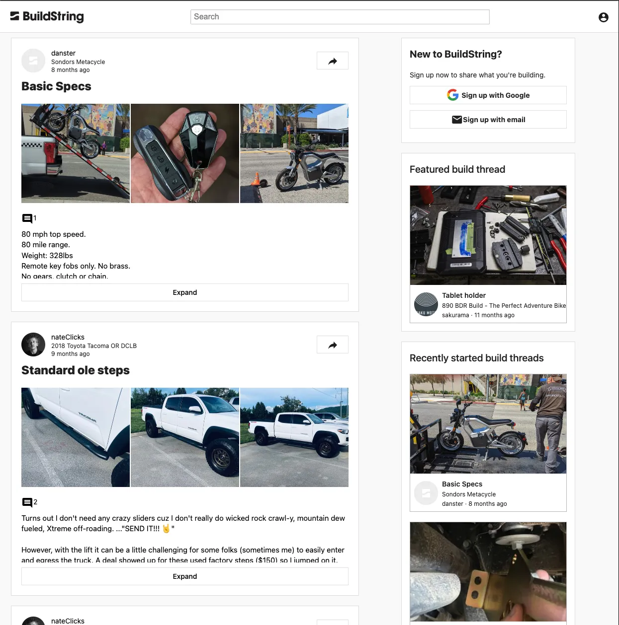 Screenshot of the home page of buildstring.com